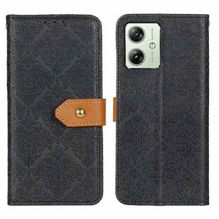 For Motorola Moto G64 5G European Floral Embossed Flip Leather Phone Case(Black)