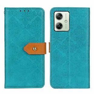 For Motorola Moto G64 5G European Floral Embossed Flip Leather Phone Case(Blue)