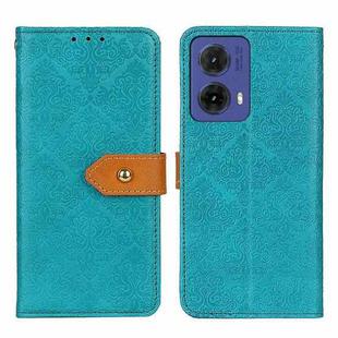 For Motorola Moto G85 European Floral Embossed Flip Leather Phone Case(Blue)
