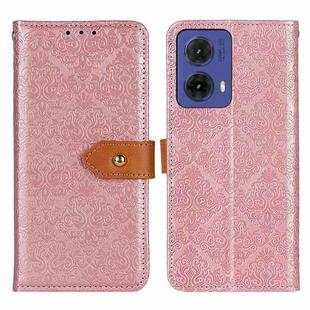 For Motorola Moto G85 European Floral Embossed Flip Leather Phone Case(Pink)