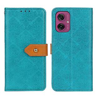 For Motorola Moto G55 5G European Floral Embossed Flip Leather Phone Case(Blue)