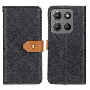 For Motorola Moto G15 4G / G05 European Floral Embossed Flip Leather Phone Case(Black)