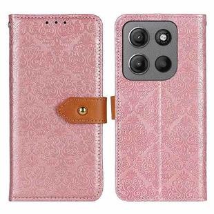 For Motorola Moto G15 4G / G05 European Floral Embossed Flip Leather Phone Case(Pink)