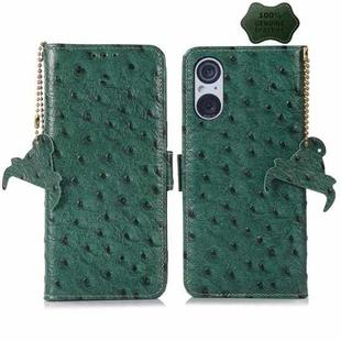 For Sony Xperia 5 V Ostrich Pattern Genuine Leather RFID Phone Case(Green)