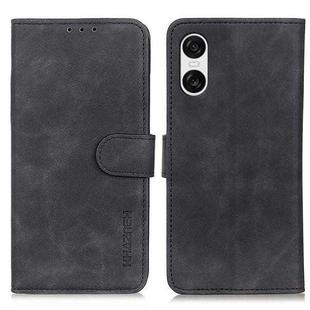 For Sony Xperia 10 VI KHAZNEH Retro Texture Horizontal Flip Leather Phone Case(Black)