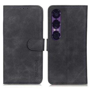 For Sony Xperia 1 VII KHAZNEH Retro Texture Horizontal Flip Leather Phone Case(Black)