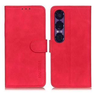 For Sony Xperia 1 VII KHAZNEH Retro Texture Horizontal Flip Leather Phone Case(Red)