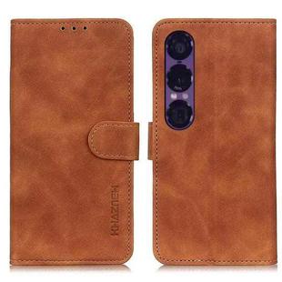 For Sony Xperia 1 VII KHAZNEH Retro Texture Horizontal Flip Leather Phone Case(Brown)
