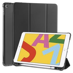 For iPad 10.2 2021 / 2020 / 2019 3-folding Horizontal Flip PU Leather + Shockproof TPU Case with Holder & Pen Slot(Black)