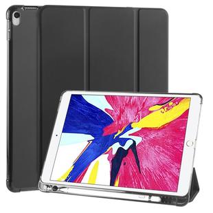 For iPad Pro 10.5 inch / Air 3 10.5 inch 3-folding Horizontal Flip PU Leather + Shockproof TPU Case with Holder & Pen Slot(Black)