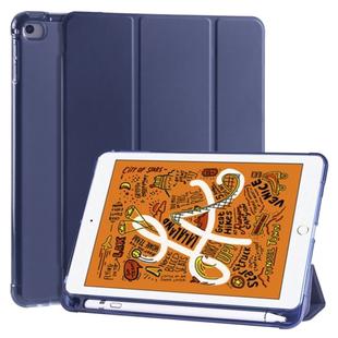 For iPad Mini 5 / Mini 4 3-folding Horizontal Flip PU Leather + Shockproof TPU Case with Holder & Pen Slot(Dark Blue)
