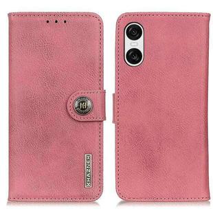 For Sony Xperia 10 VI KHAZNEH Cowhide Texture Horizontal Flip Leather Phone Case(Pink)