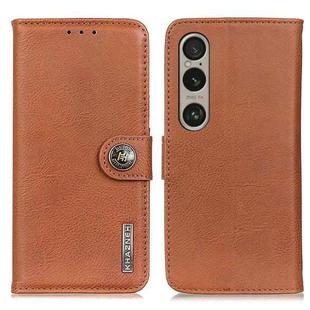 For Sony Xperia 1 VI KHAZNEH Cowhide Texture Horizontal Flip Leather Phone Case(Brown)