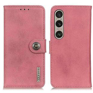 For Sony Xperia 1 VI KHAZNEH Cowhide Texture Horizontal Flip Leather Phone Case(Pink)