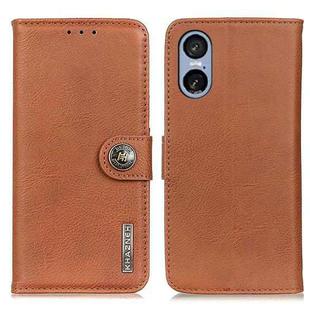 For Sony Xperia 5 VI KHAZNEH Cowhide Texture Horizontal Flip Leather Phone Case(Brown)