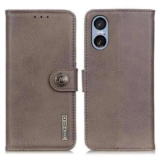 For Sony Xperia 5 VI KHAZNEH Cowhide Texture Horizontal Flip Leather Phone Case(Khaki)