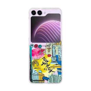 For Samsung Galaxy Z Flip5 Painted Pattern PC Transparent Folding Phone Case(Z06 New York)