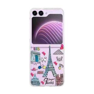 For Samsung Galaxy Z Flip5 Painted Pattern PC Transparent Folding Phone Case(Z07 Paris)