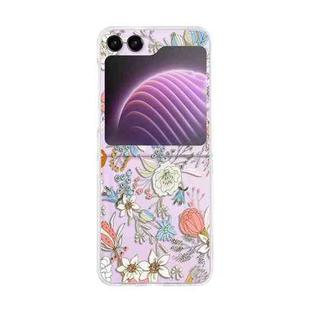 For Samsung Galaxy Z Flip5 Painted Pattern PC Transparent Folding Phone Case(Z36 Hand Painted Flowers)