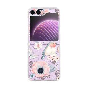 For Samsung Galaxy Z Flip5 Painted Pattern PC Transparent Folding Phone Case(Z53 Lark)
