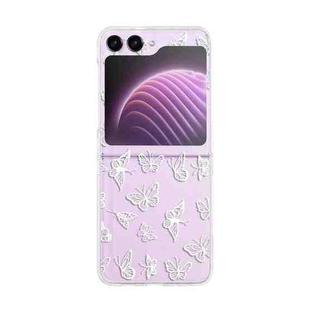 For Samsung Galaxy Z Flip5 Painted Pattern PC Transparent Folding Phone Case(Z39 White Butterfly)