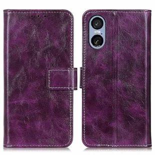 For Sony Xperia 5 VI Retro Crazy Horse Texture Horizontal Flip Leather Phone Case(Purple)