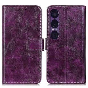 For Sony Xperia 1 VII Retro Crazy Horse Texture Horizontal Flip Leather Phone Case(Purple)
