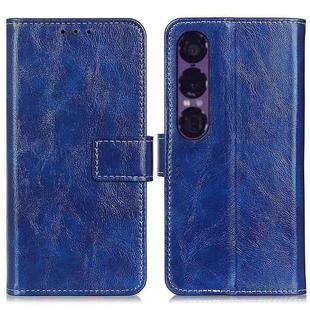 For Sony Xperia 1 VII Retro Crazy Horse Texture Horizontal Flip Leather Phone Case(Blue)