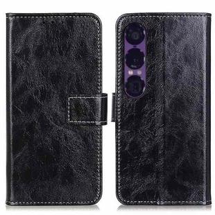 For Sony Xperia 1 VII Retro Crazy Horse Texture Horizontal Flip Leather Phone Case(Black)