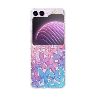 For Samsung Galaxy Z Flip5 Painted Pattern PC Transparent Folding Phone Case(Z59 Watercolor Flower)
