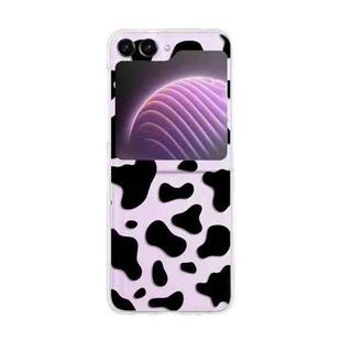 For Samsung Galaxy Z Flip5 Painted Pattern PC Transparent Folding Phone Case(Z90 Cow Pattern)