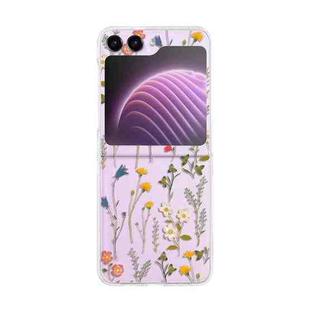 For Samsung Galaxy Z Flip5 Painted Pattern PC Transparent Folding Phone Case(Z86 Broken Flower)