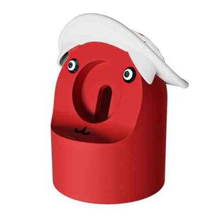 For Apple Watch Series Hat Bear Shaped Silicone Charging Base(Red)