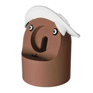 For Apple Watch Series Hat Bear Shaped Silicone Charging Base(Brown)