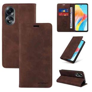 For OPPO A58 4G BETOPNICE Suction RFID Anti-theft Leather Phone Case(Brown)