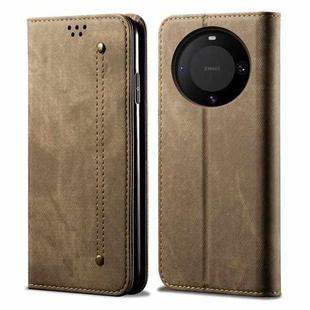 For Huawei Mate 60 Pro Denim Texture Leather Phone Case(Khaki)