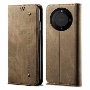 For Huawei Mate 60 Pro+ Denim Texture Leather Phone Case(Khaki)