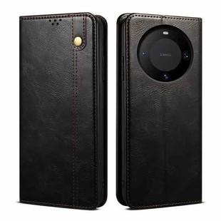 For Huawei Mate 60 Pro Oil Wax Crazy Horse Texture Leather Phone Case(Black)