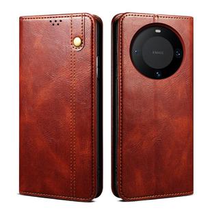 For Huawei Mate 60 Pro+ Oil Wax Crazy Horse Texture Leather Phone Case(Brown)