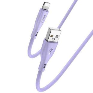 Yesido CA119L USB to 8 Pin Silicone Charging Data Cable, Cable Length: 1m(Purple)