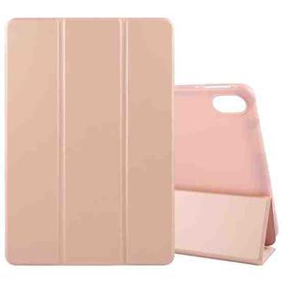For Huawei MatePad 2023 / Air 11.5 Solid Color 3-folding Leather Tablet Case(Rose Gold)