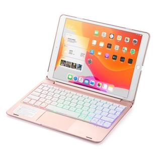 F102TS For iPad Pro 10.2 / 10.5 inch (2019) Colorful Backlit Bluetooth Keyboard Tablet Case with Touchpad(Rose Gold)