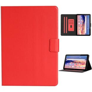 For Huawei MediaPad T5 Solid Color Horizontal Flip Leather Case with Card Slots & Holder(Red)