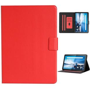 For Lenovo Tab M10 Solid Color Horizontal Flip Leather Case with Card Slots & Holder(Red)