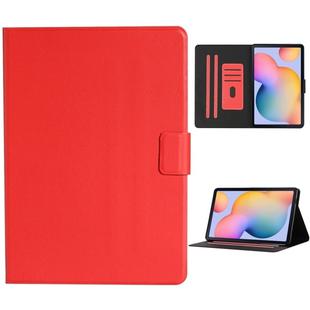 For Samsung Galaxy Tab S6 Lite (P610/615) Solid Color Horizontal Flip Leather Case with Card Slots & Holder & Sleep / Wake-up Function(Red)