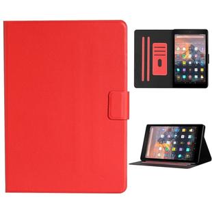 For Amazon Kindle Fire HD 10 2017 Solid Color Horizontal Flip Leather Case with Card Slots & Holder & Sleep / Wake-up Function(Red)