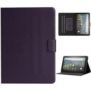 For Amazon Kindle Fire HD 8 2020 Solid Color Horizontal Flip Leather Case with Card Slots & Holder & Sleep / Wake-up Function(Purple)