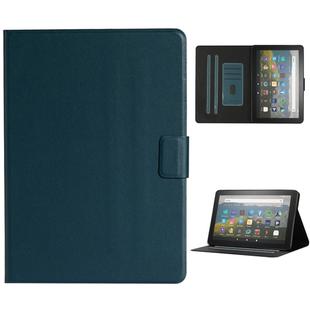 For Amazon Kindle Fire HD 8 2020 Solid Color Horizontal Flip Leather Case with Card Slots & Holder & Sleep / Wake-up Function(Dark Green)