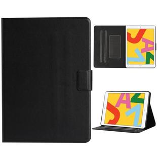 For iPad 10.2 Solid Color Horizontal Flip Leather Case with Card Slots & Holder & Sleep / Wake-up Function(Black)