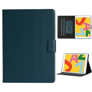 For iPad 10.2 Solid Color Horizontal Flip Leather Case with Card Slots & Holder & Sleep / Wake-up Function(Dark Green)
